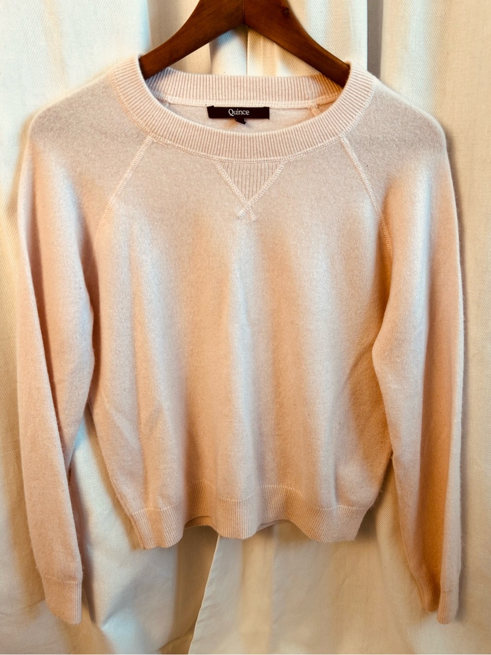 Quince Mongolian Shrunken Cashmere Sweatshirt Minimal Pink Size M